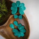 Be Kind Ramae polymer clay earrings in pink flower design. One of a kind jeweled statement earrings for any engagement ring.